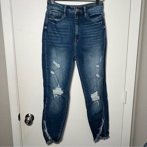 KANCAN Kurvy Jeans 29 Ultra High Rise Ankle Skinny Raw Hem Distressed Jeans